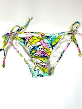 Y2K Victorias Secret Size XS String Cheeky Bikini Bottoms 3HA  Blue Pink #0880